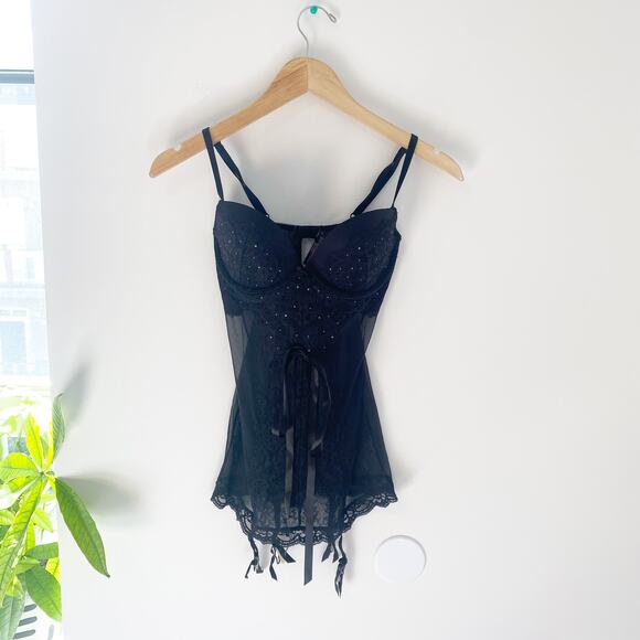 Victoria's Secret Black Garter Slip Lingerie Size 34C - Picture 1 of 6